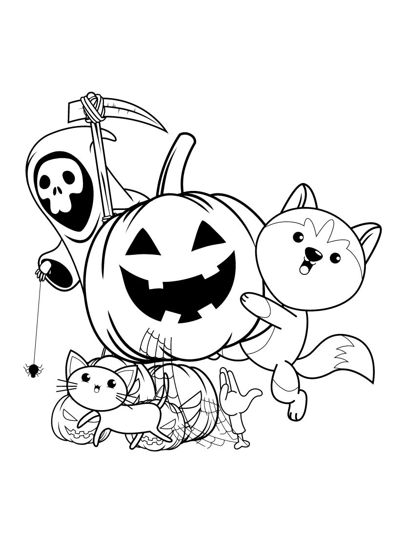 Coloriage Citrouille Halloween Mignon