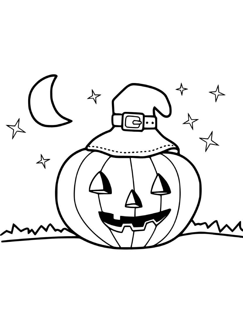 Coloriage Citrouille Halloween Nuit