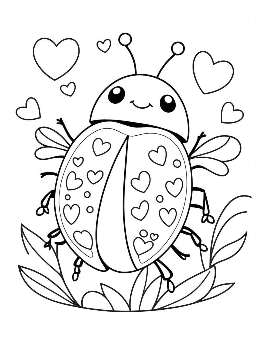 Coloriage Coccinelle Avec Coeur