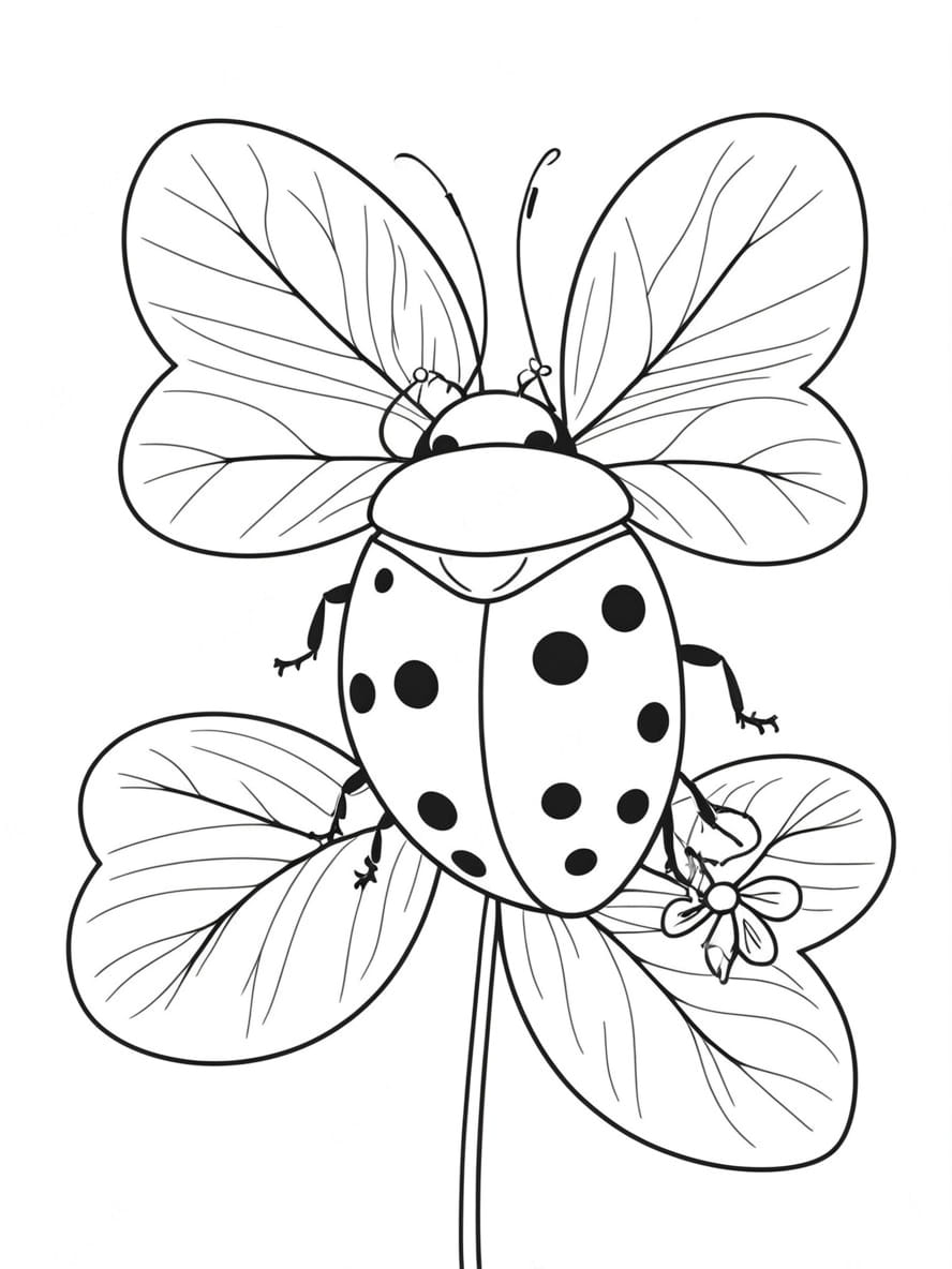 Coloriage Coccinelle Sur Un Trefle