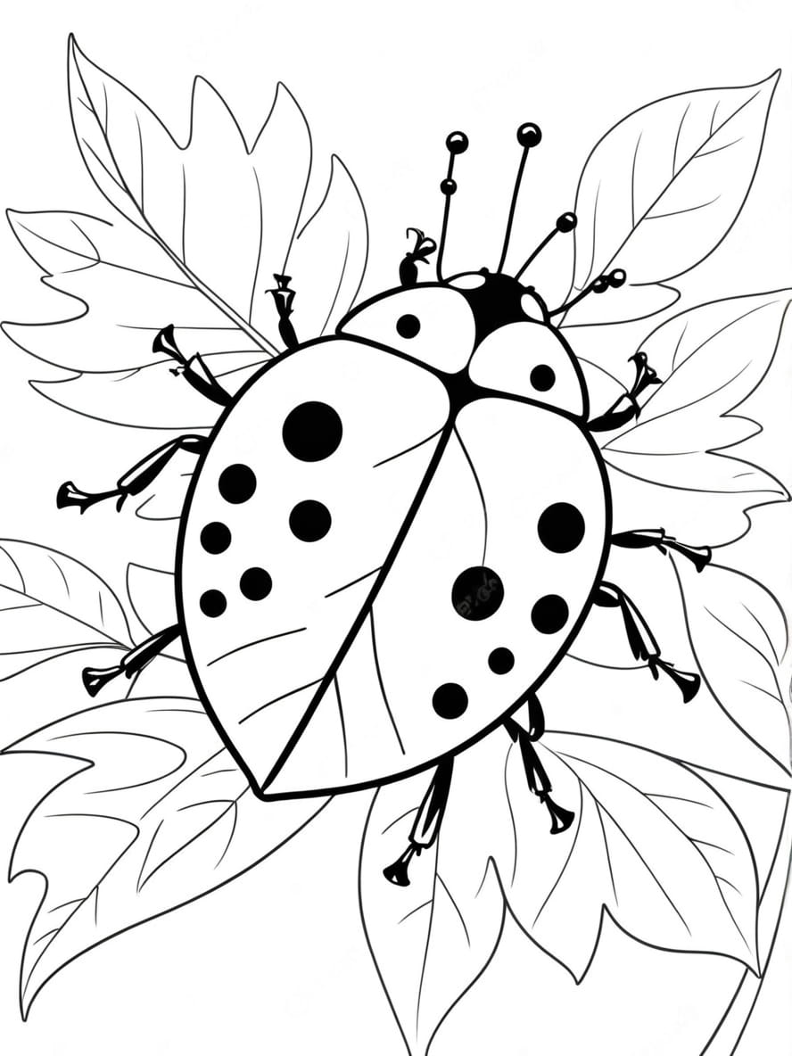 Coloriage Coccinelle Sur Une Feuille Chibi