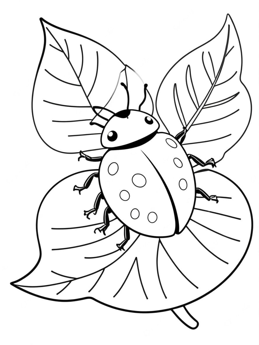 Coloriage Coccinelle Sur Une Feuille