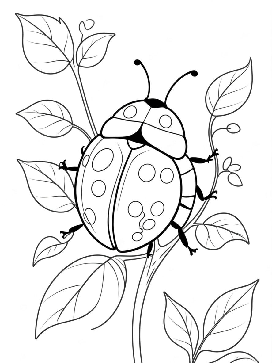 Coloriage Coccinelle Sur Une Vigne