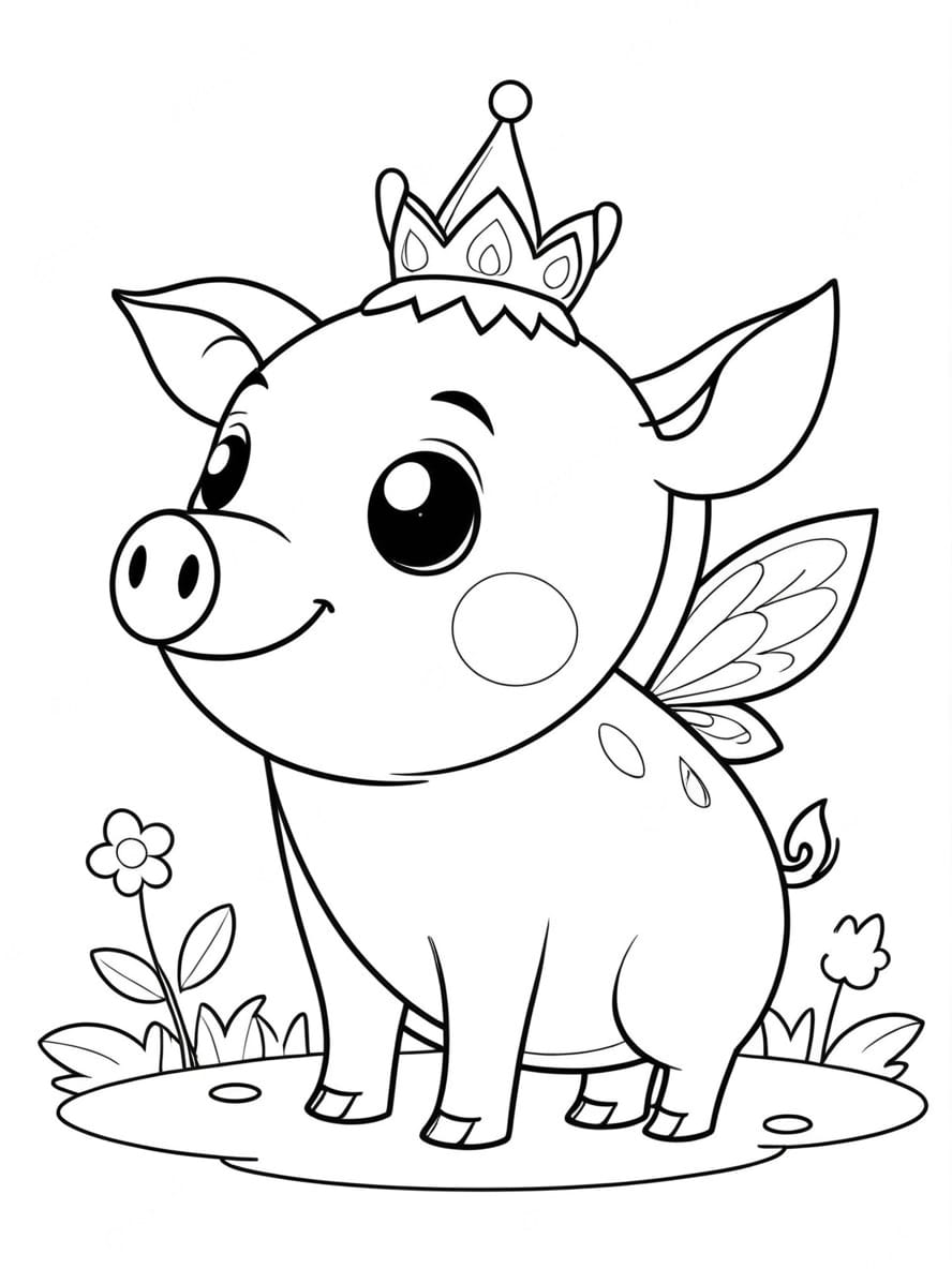 Coloriage Cochon De Conte De Fees