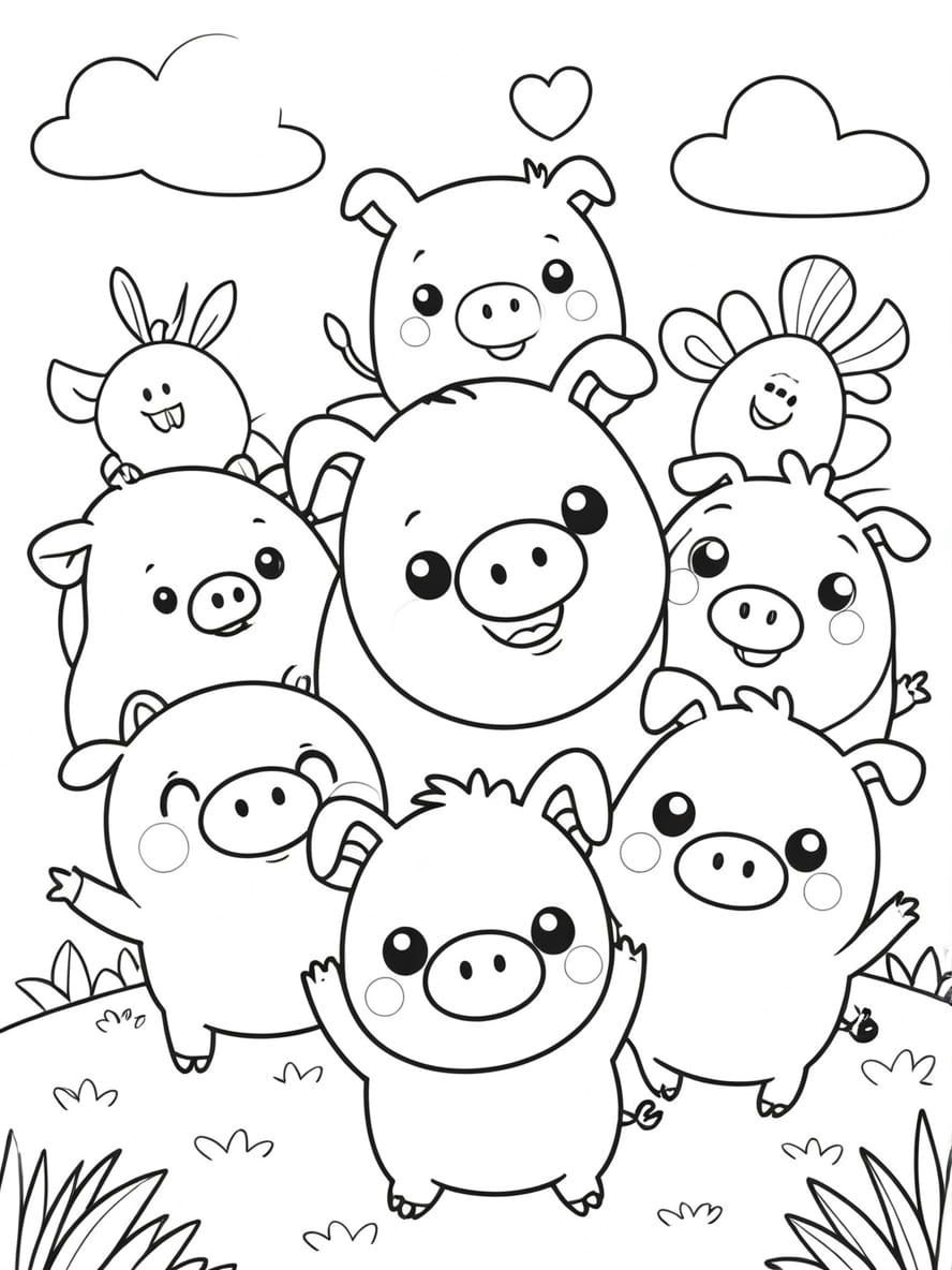 Coloriage Cochon Et Ses Amis