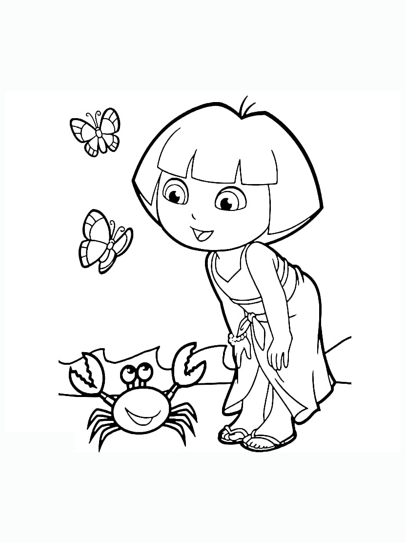 Coloriage Crabe Et Fille