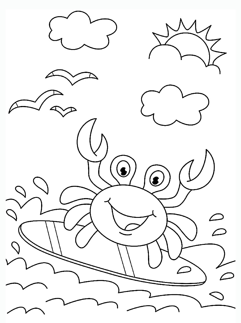 Coloriage Crabe Et Soleil