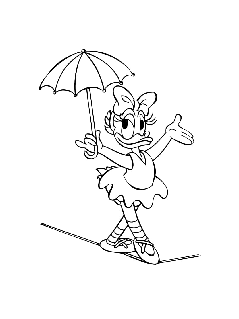 Coloriage Daisy Tient Parapluie