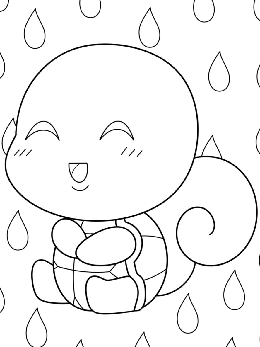 Coloriage De Carapuce Kawaii Pour Les Enfants D Age Prescolaire