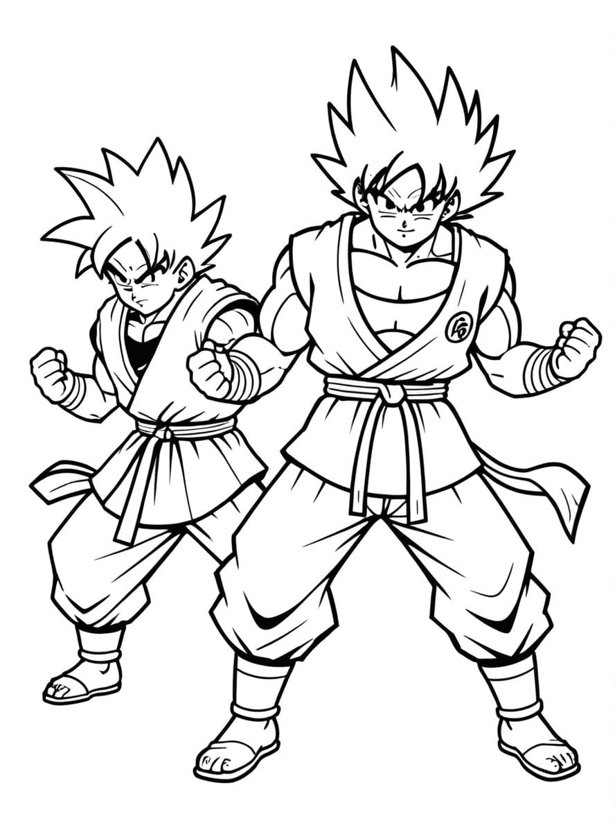 Coloriage De Goku S Entrainant Avec Maitre Roshi