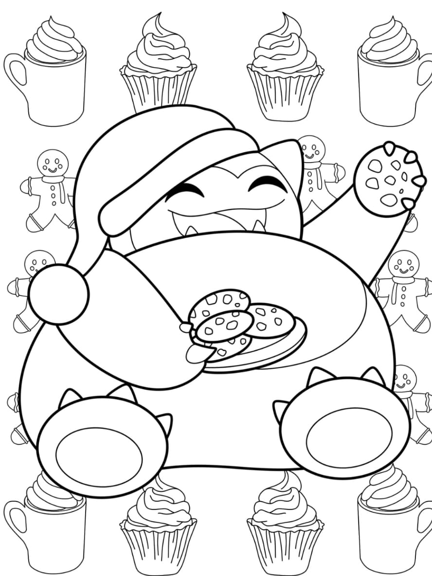 Coloriage De Joyeux Ronflex Mangeant Des Biscuits De Noel