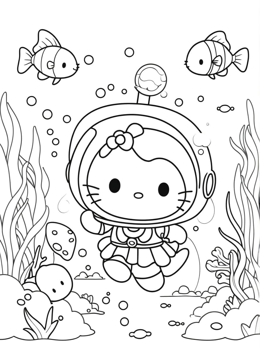 Coloriage De L Aventure Sous Marine D Hello Kitty