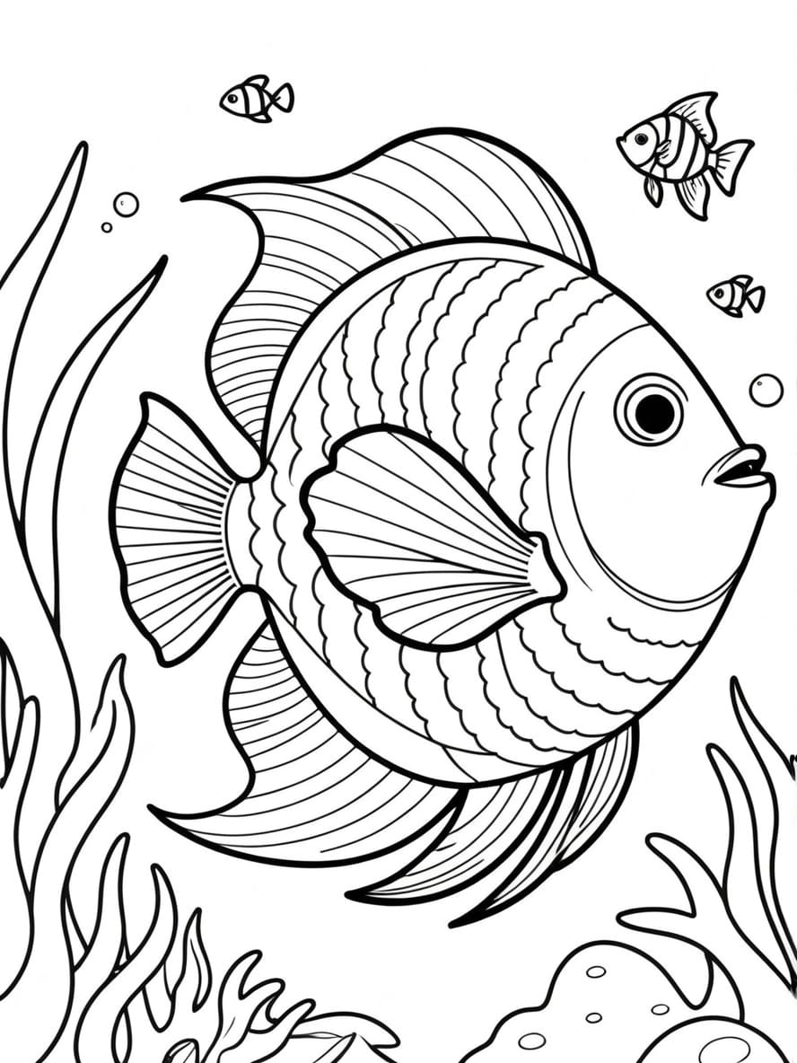 Coloriage De Poissons Tropicaux Colores Qui Nagent