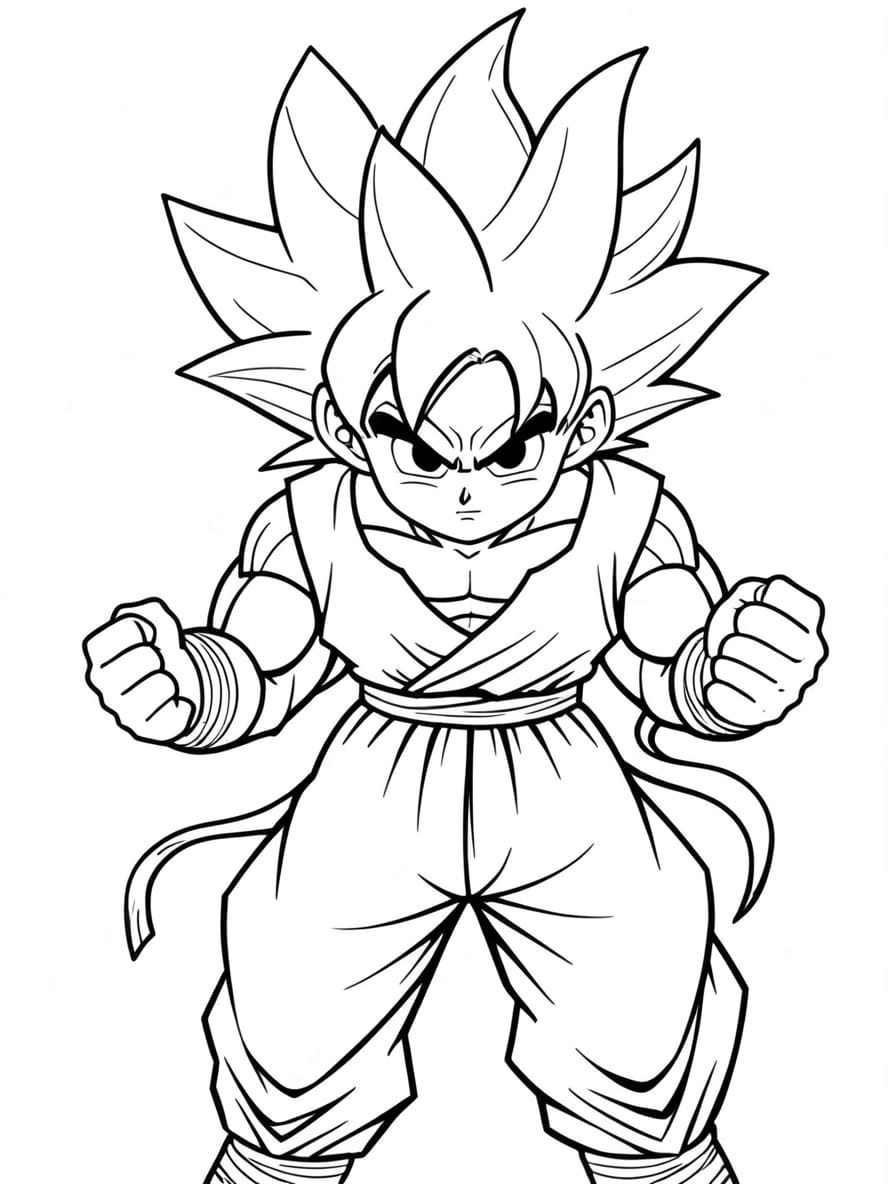 Coloriage De Son Goku En Forme De Super Saiyan