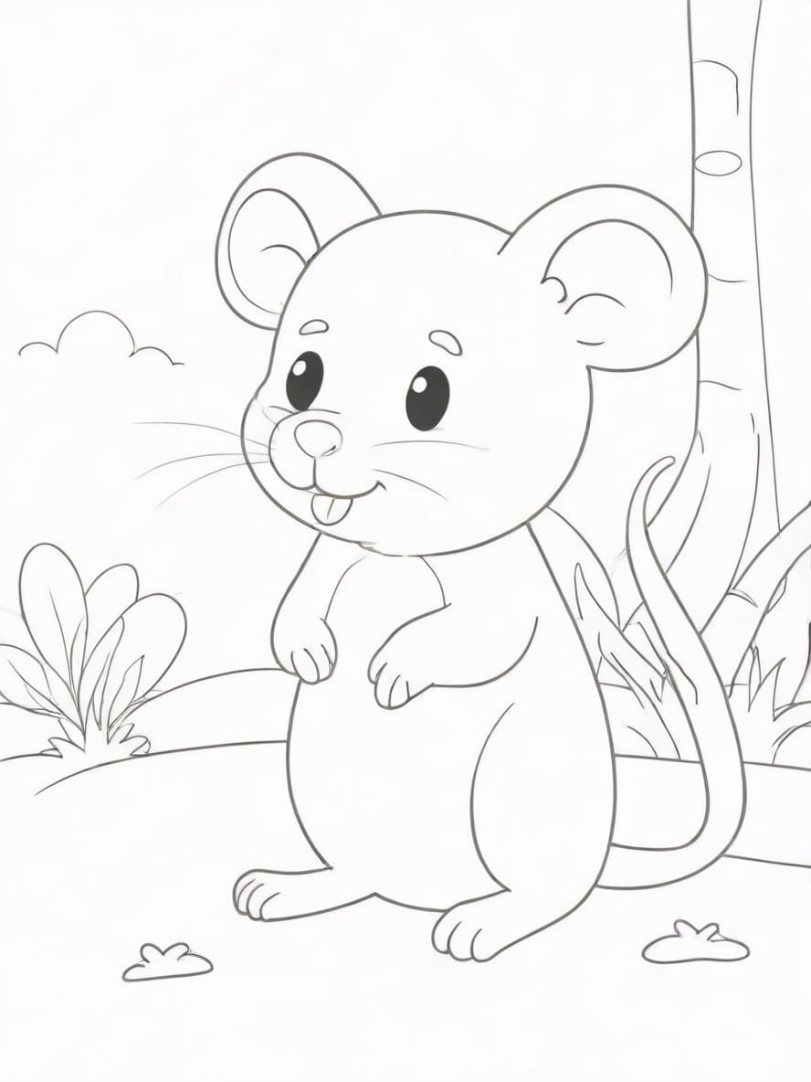 Coloriage De Souris Simple Et Mignon