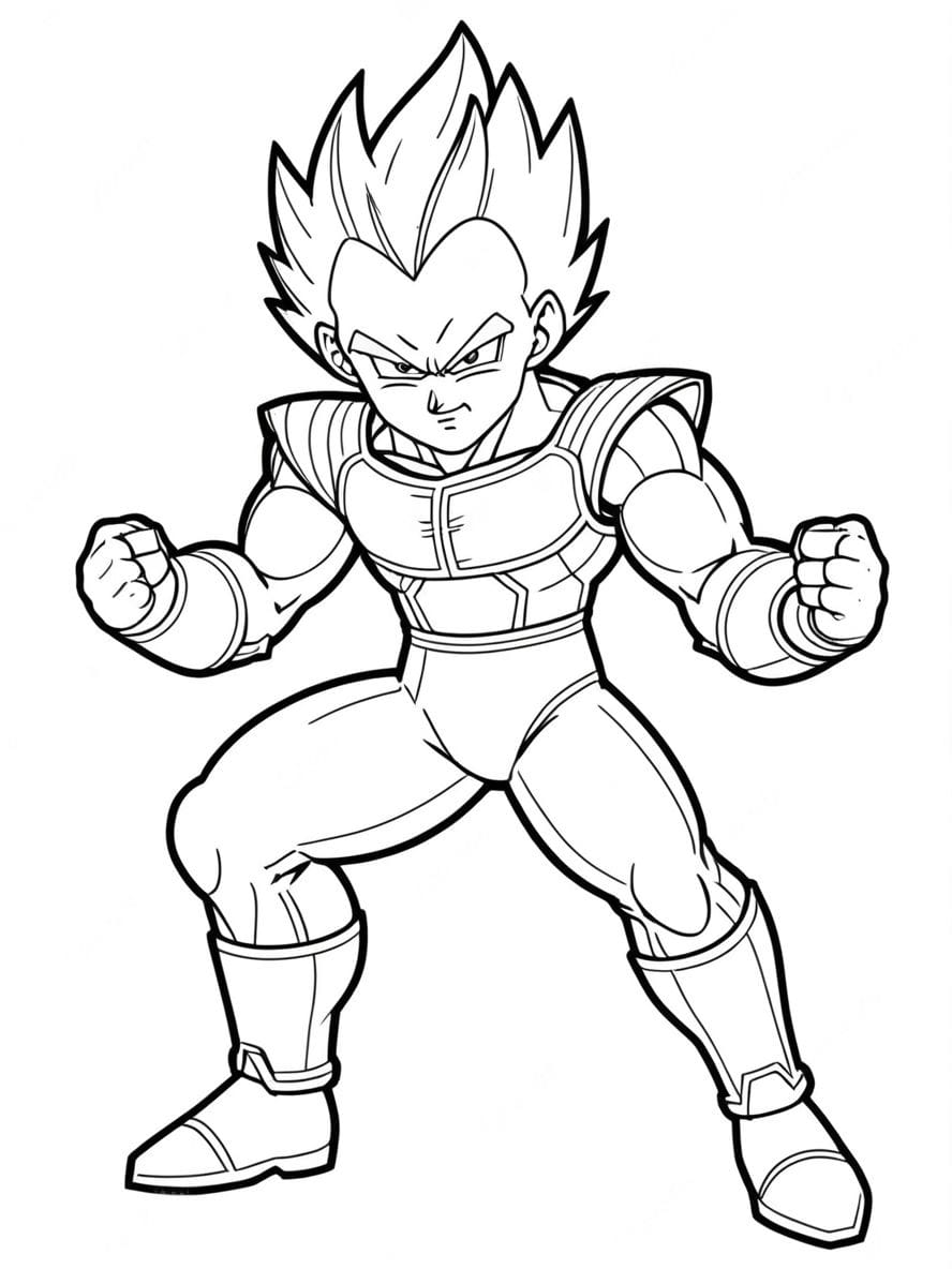 Coloriage De Vegeta Dans Sa Pose Finale