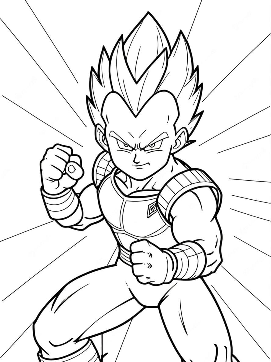 Coloriage De Vegeta Dans Une Scene De Tournoi De Pouvoir