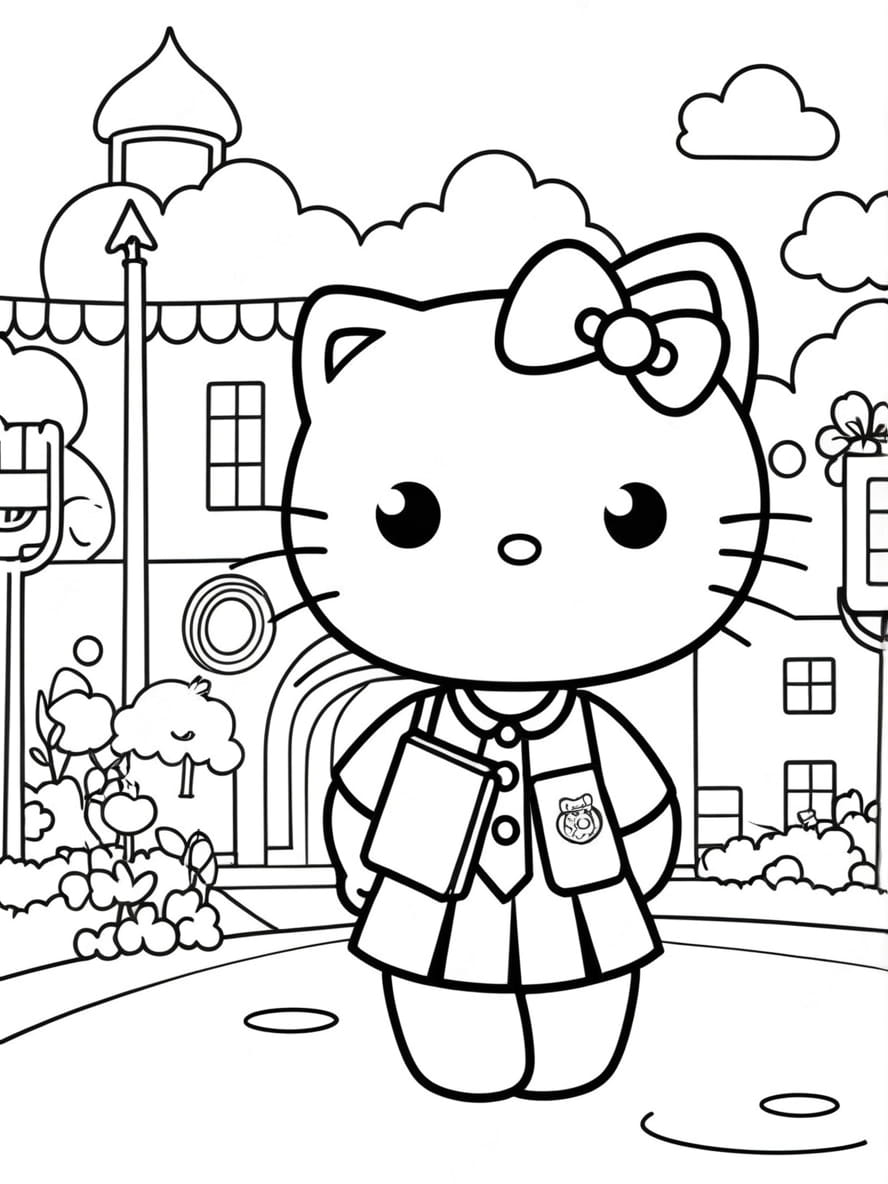 Coloriage Des Jours D Ecole De Hello Kitty