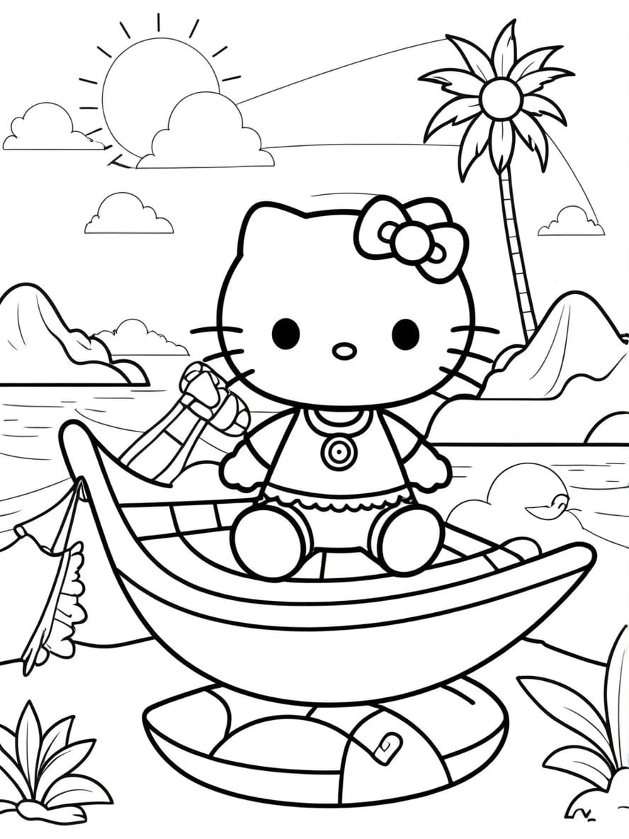 Coloriage Des Vacances D Ete De Hello Kitty