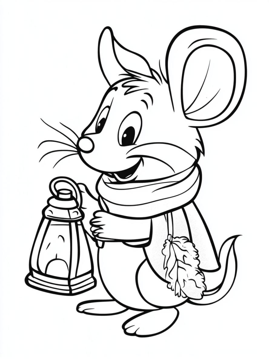 Coloriage D Hiver D Une Souris Tenant Une Lamped Hippocampes Et De Sirenes Mignons