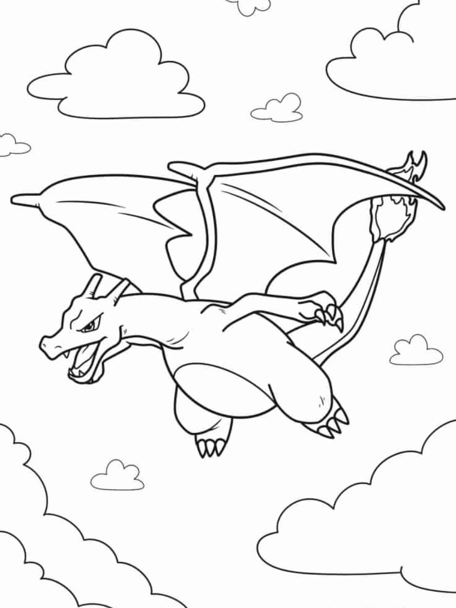 Coloriage Dracaufeu Volant