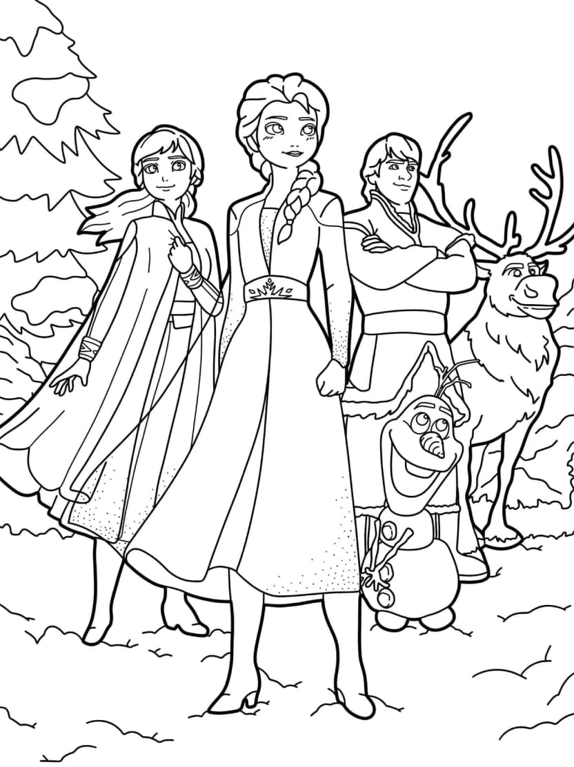 Coloriage Elsa Avec Des Amis