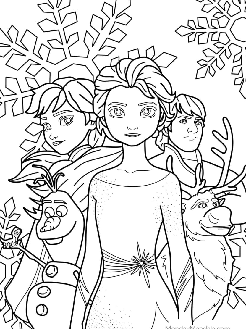 Coloriage Elsa Avec Ses Soeurs