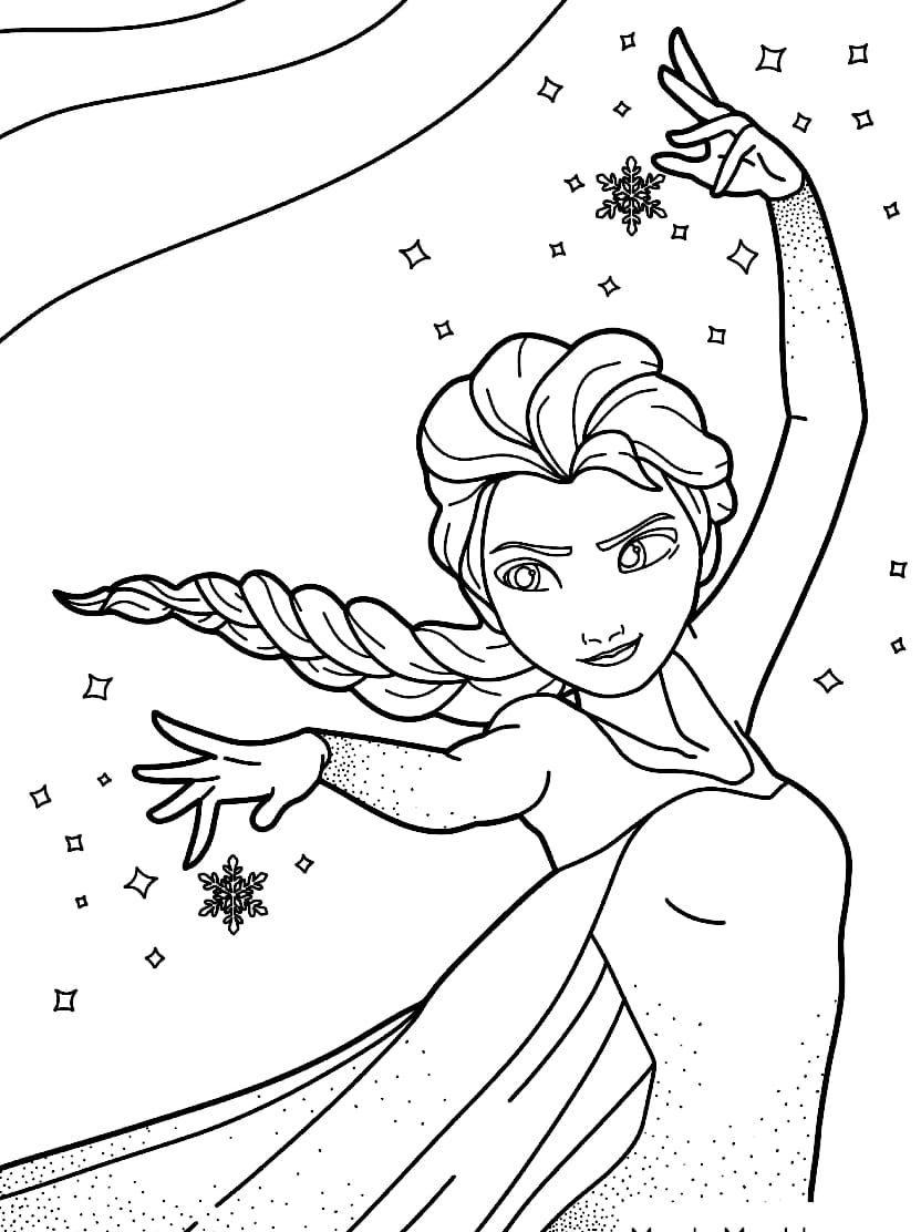 Coloriage Elsa Dansant