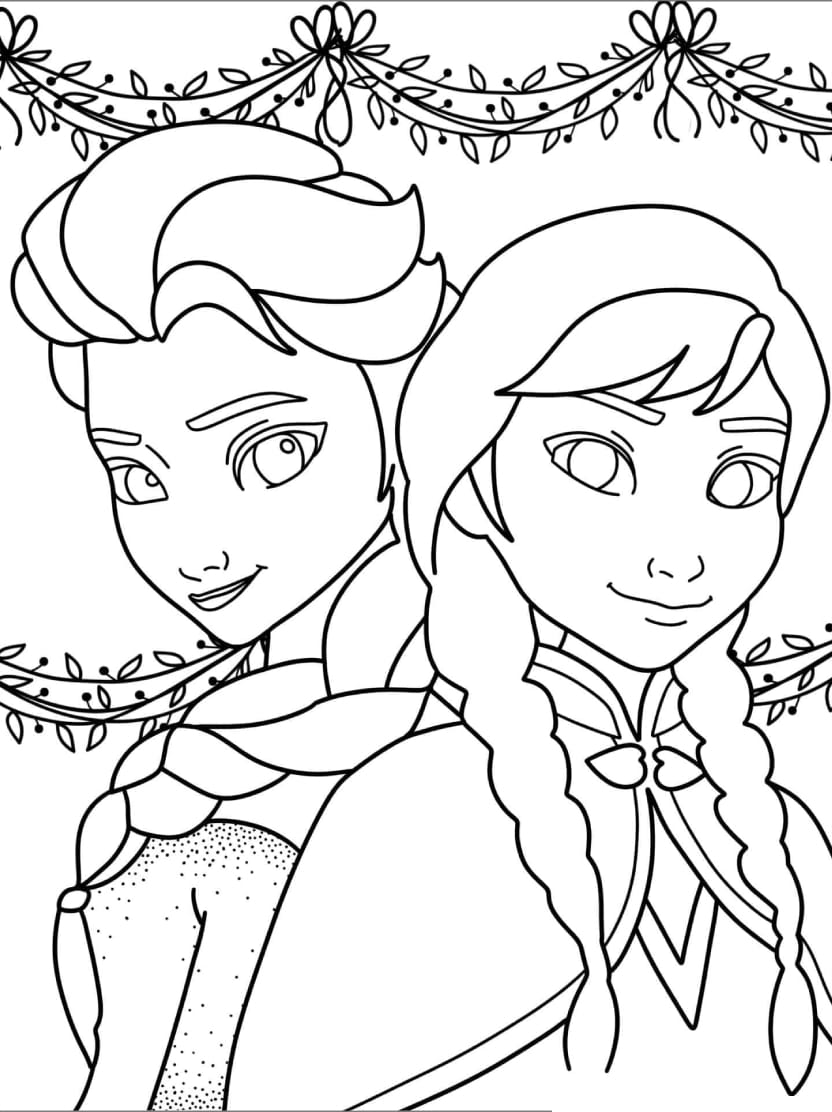 Coloriage Elsa Et Anna