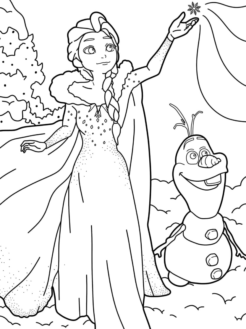 Coloriage Elsa Et Olaf