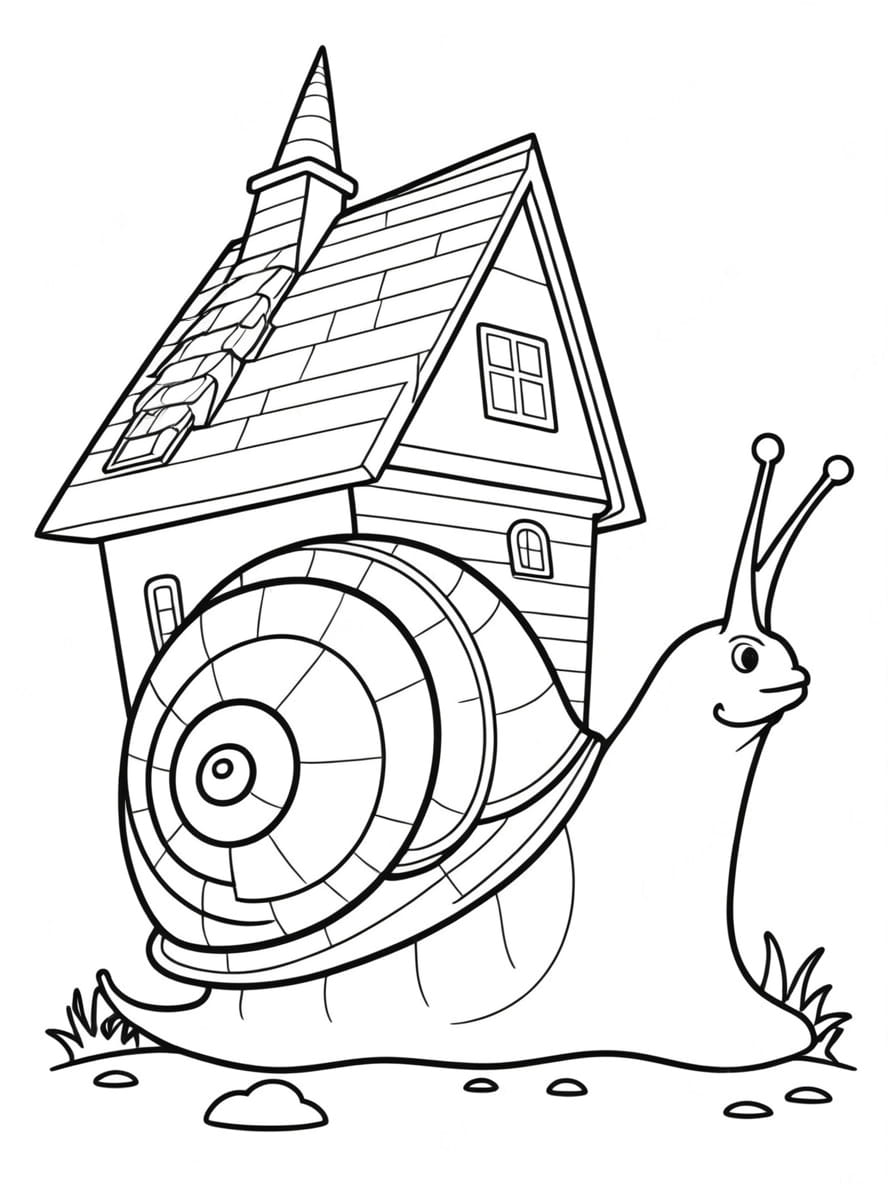 Coloriage Escargot Avec Une Petite Maison Sur Le Dos