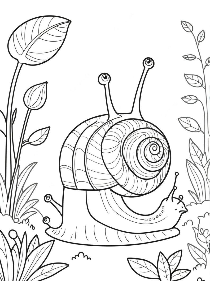 Coloriage Escargot Dans Le Jardin