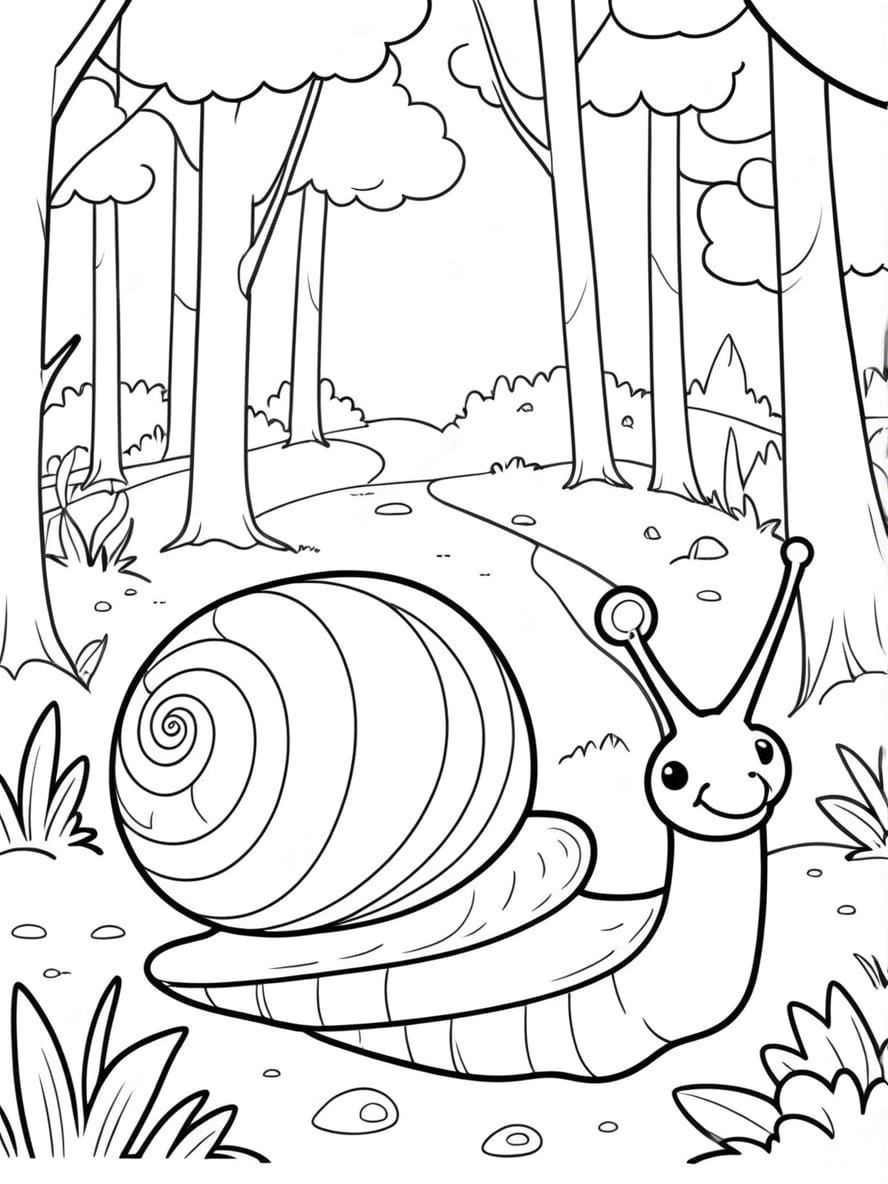 Coloriage Escargot Explorant La Foret