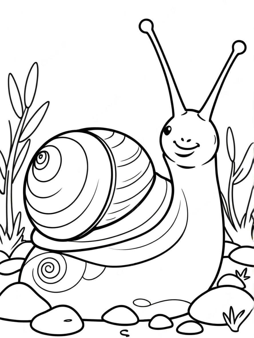 Coloriage Escargot Se Reposant Sur Un Caillou