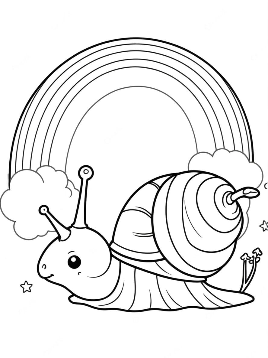 Coloriage Escargot Sous L Arc En Ciel