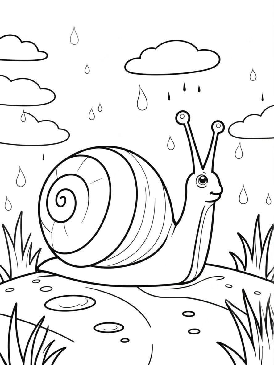 Coloriage Escargot Un Jour De Pluie