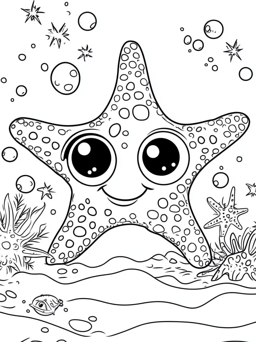 Coloriage Etoile De Mer Adorable Et Espiegle