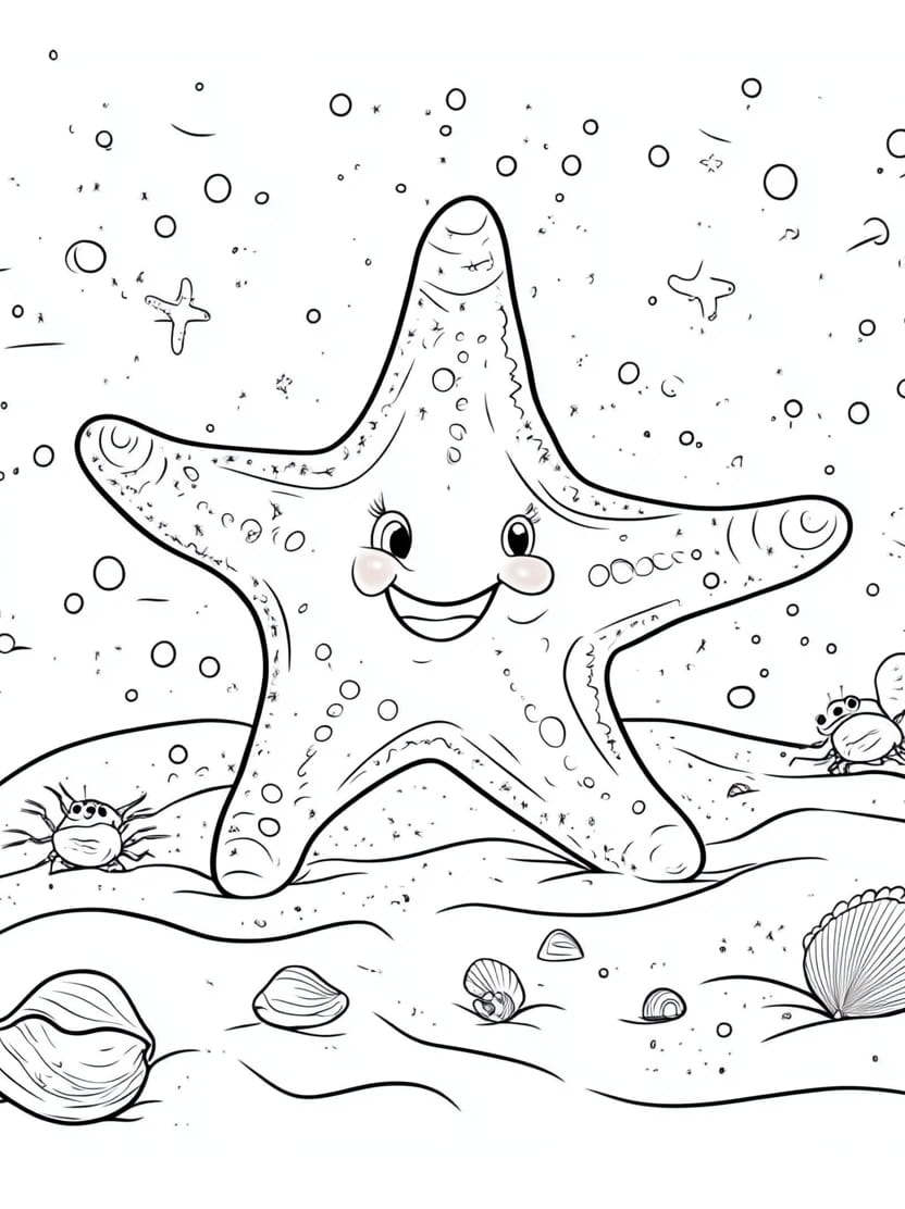 Coloriage Etoile De Mer Adorable Gratuit Pour Enfant