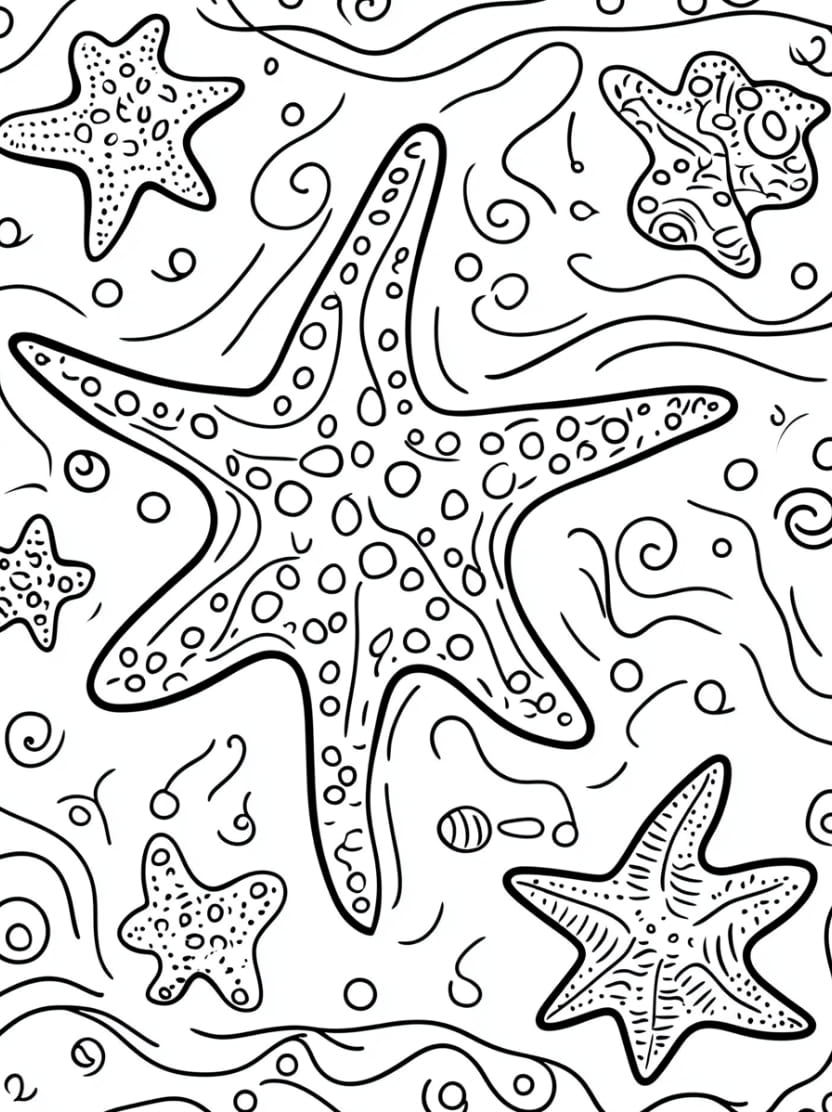 Coloriage Etoile De Mer Artistique Gratuit