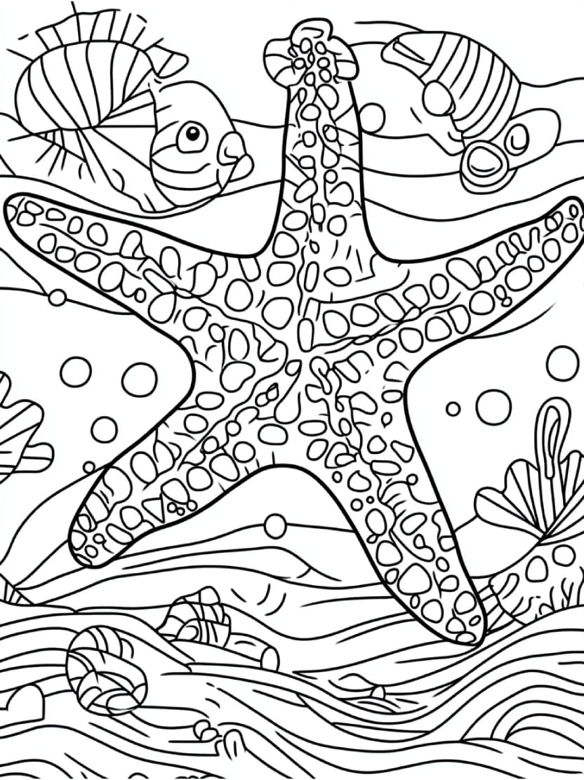 Coloriage Etoile De Mer Artistique Pour Enfant