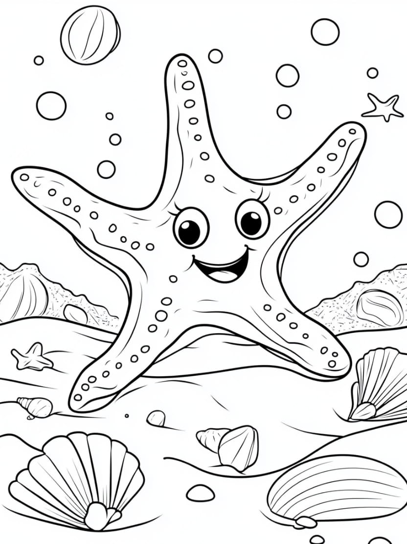 Coloriage Etoile De Mer Espiegle Sous L Eau