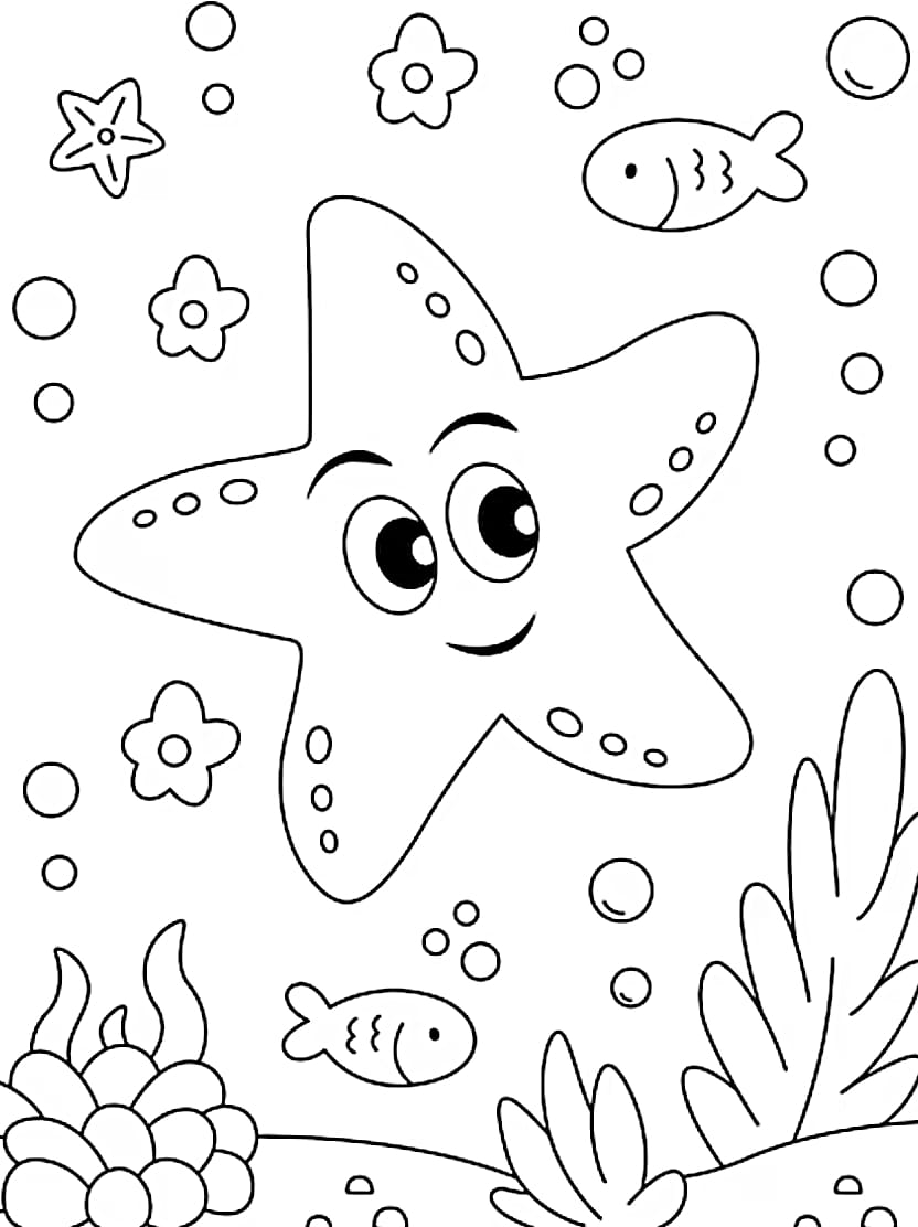 Coloriage Etoile De Mer Gratuit Adorable