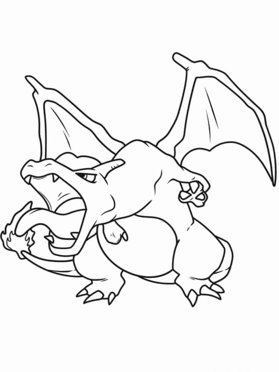 Coloriage Facile A Colorier Pokemon Dracaufeu