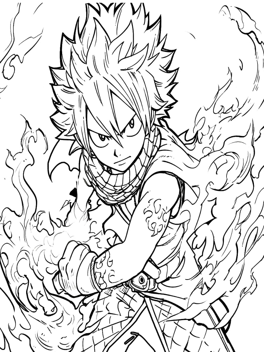 Coloriage Fairy Tail Manga Natsu Dragneel