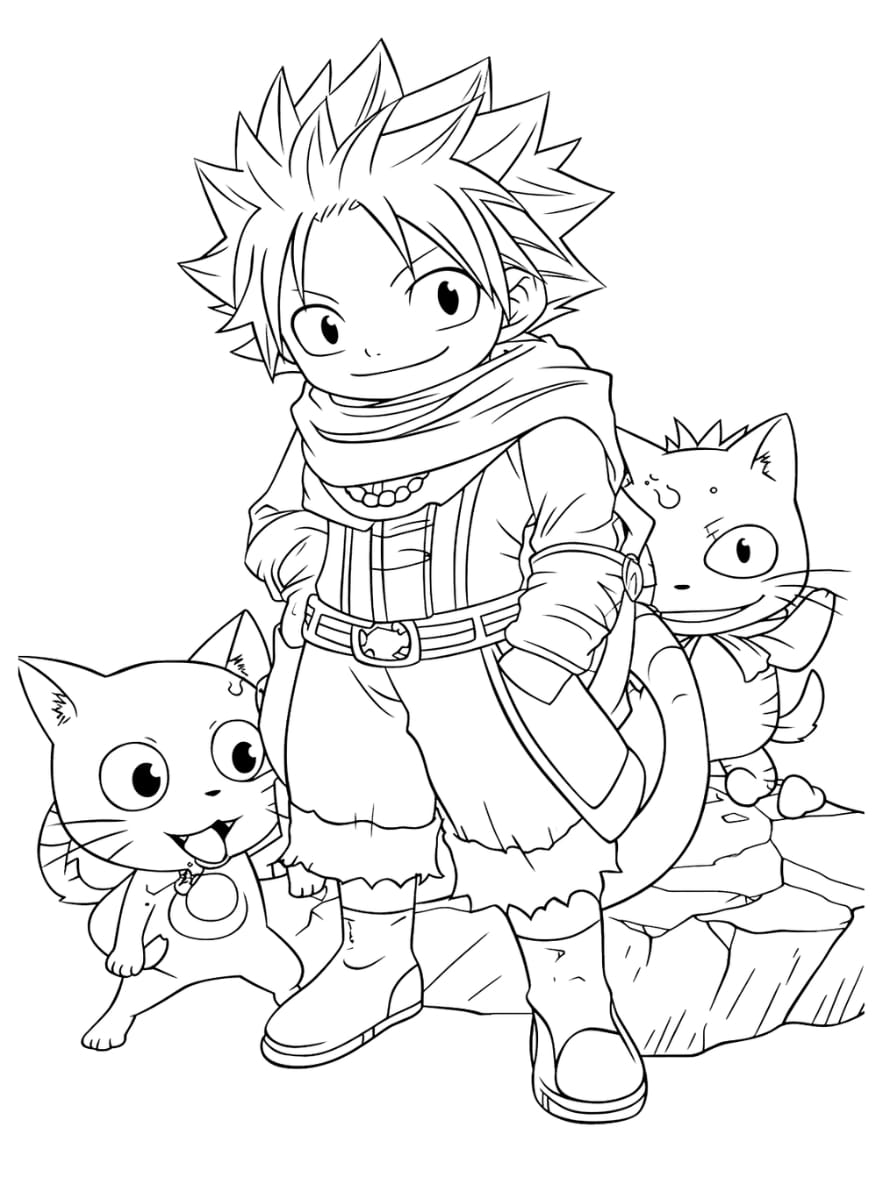 Coloriage Fairy Tail Natsu Dragneel Avec Des Amis