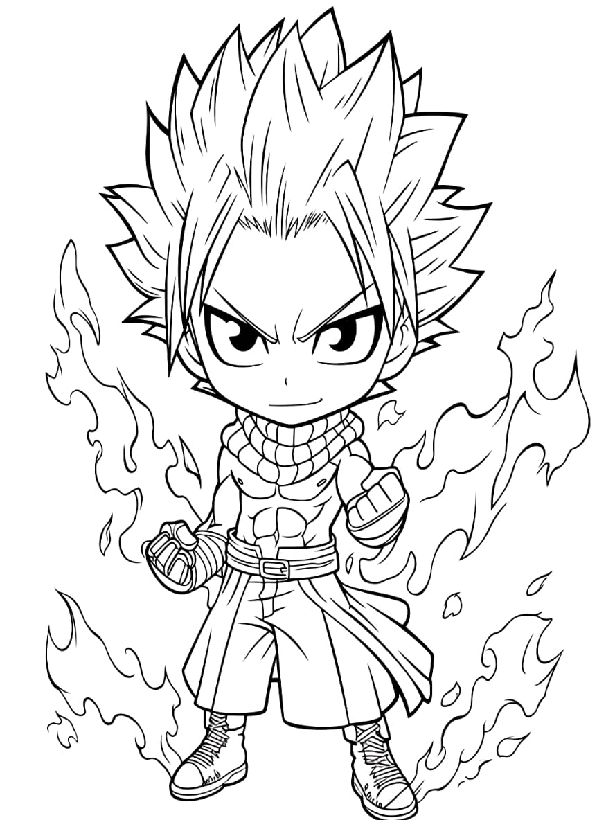 Coloriage Fairy Tail Natsu Dragneel Manipuler Le Feu