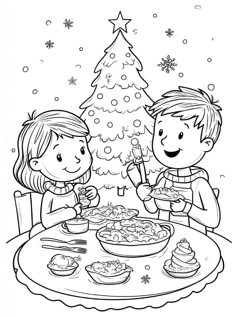 Coloriage Famille Noel Gratuit