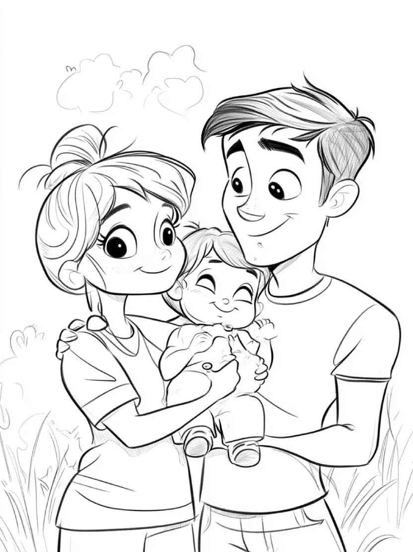 Coloriage Famille Pour Enfant Gratuit