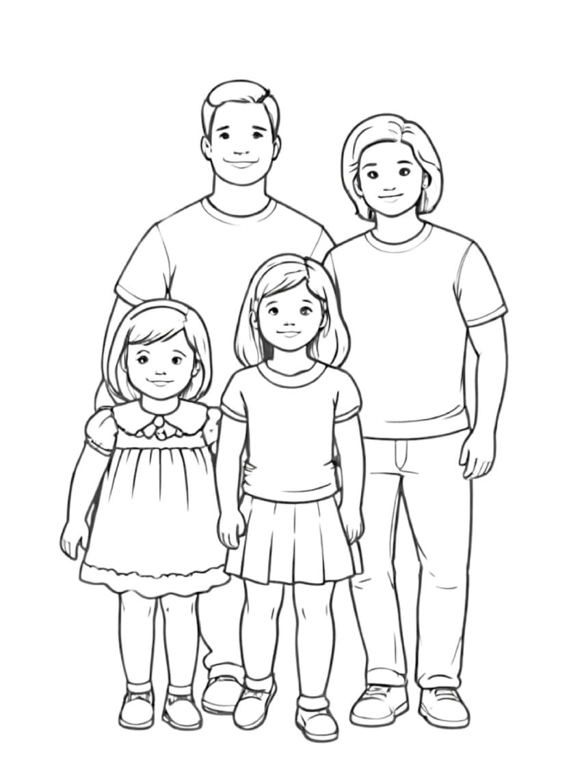 Coloriage Famille Simple