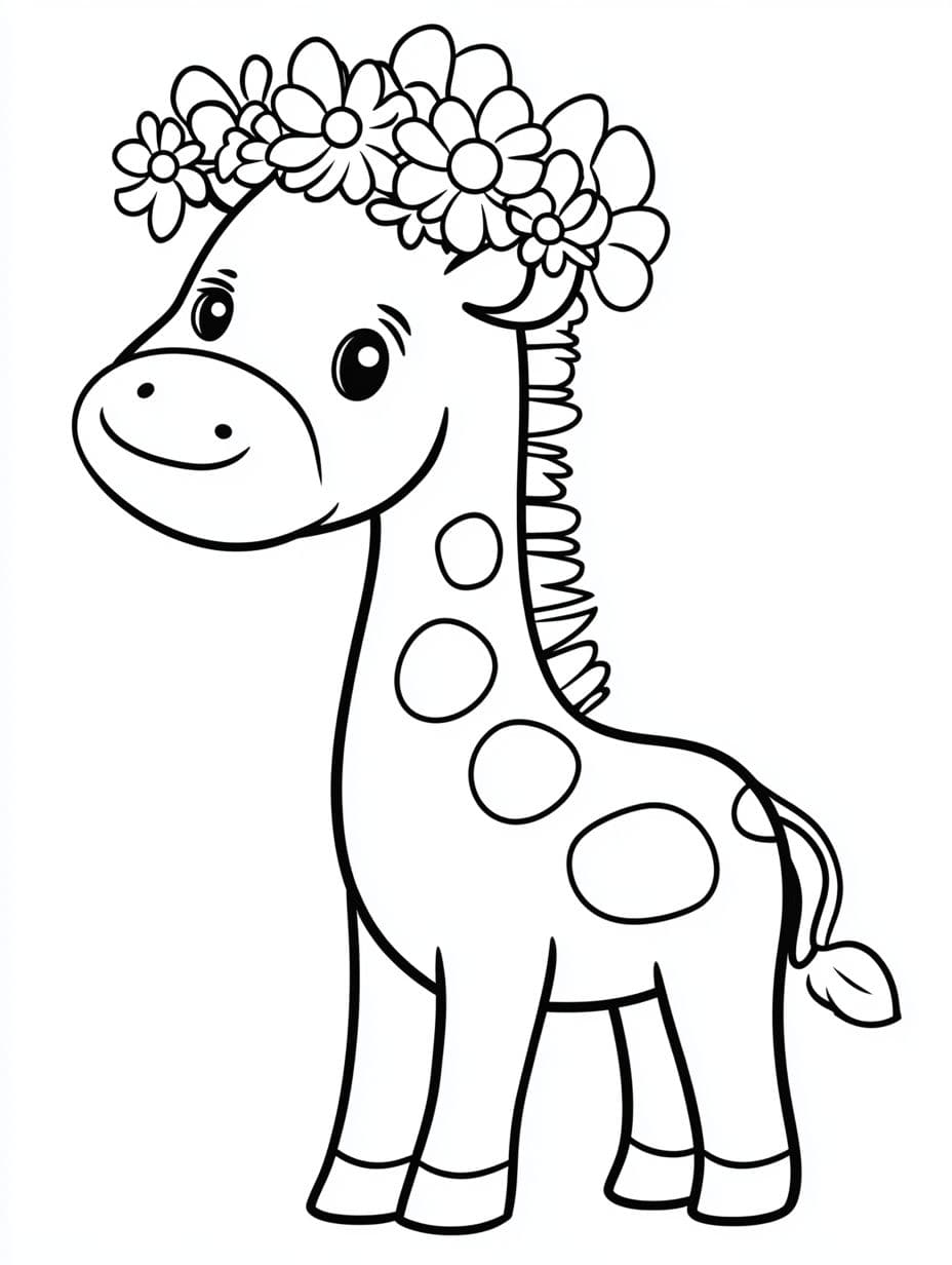 Coloriage Girafe Adorable